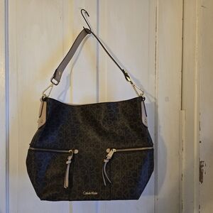 Calvin Klein Lyla monogram double zip hobo bag